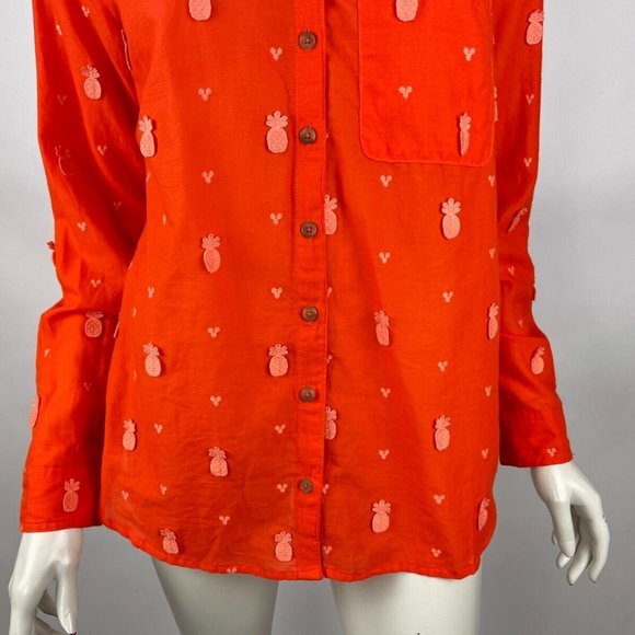 Anthropologie Maeve Classic Embroidered Blouse Women 10 NWOT Pineapple Shirt Top - Picture 6 of 16
